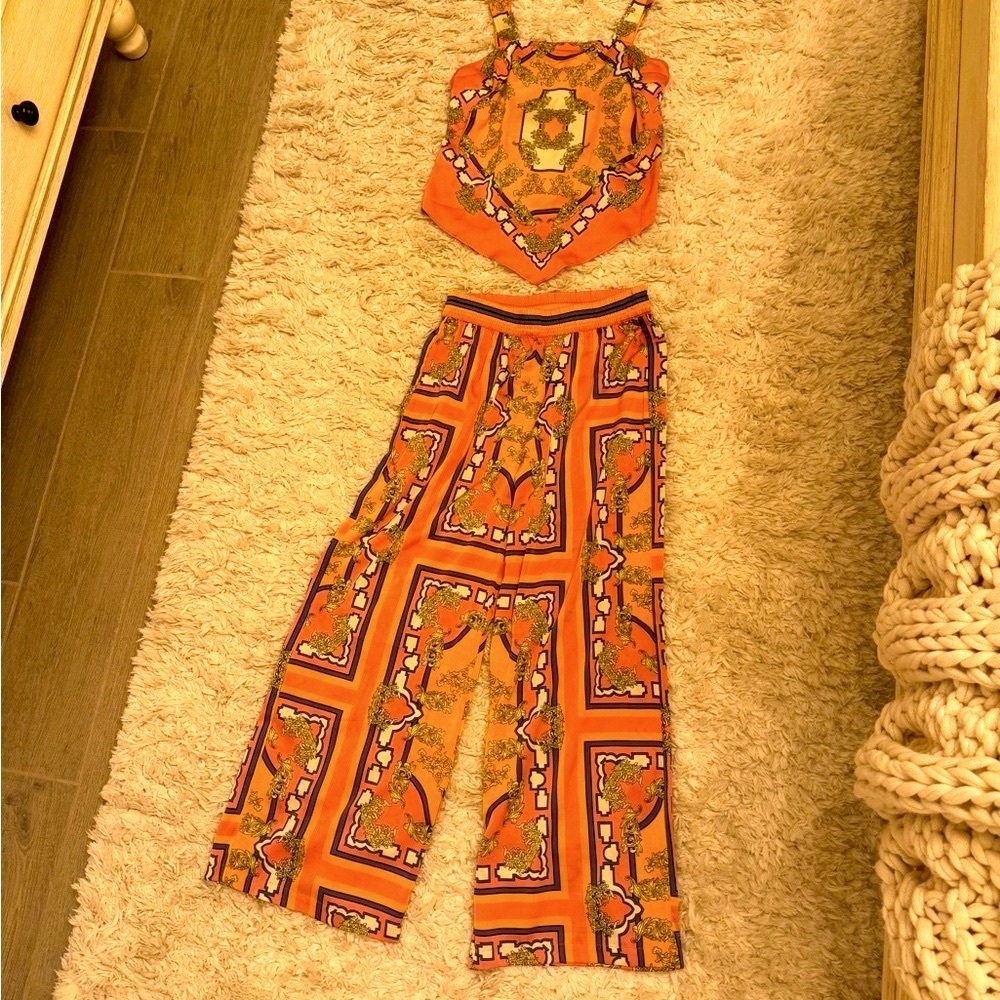 NWOT Rachel Zoe Pink and Orange Geometric two piece set - Picture 3 of 16